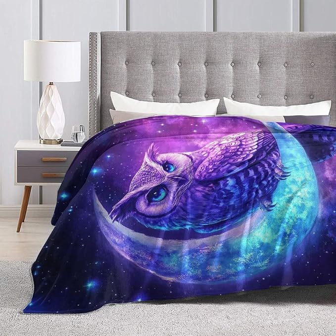 Owl Blanket Owls Blankets Fleece Plush Flannel Super Soft Cozy Fuzzy Warm Lightweight Stuff Owl Lover Decor Gifts for Boys Girls Kids Adults Men Women 60" x 80"