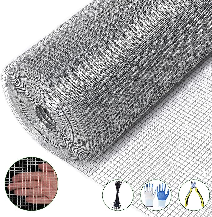 23 Gauge 1/4 Inch Hardware Cloth – 48In x 50Ft Hot-Dip Galvanized Welded Wire Mesh | Chicken Wire Fence for Poultry, Rabbit & Farm Fence