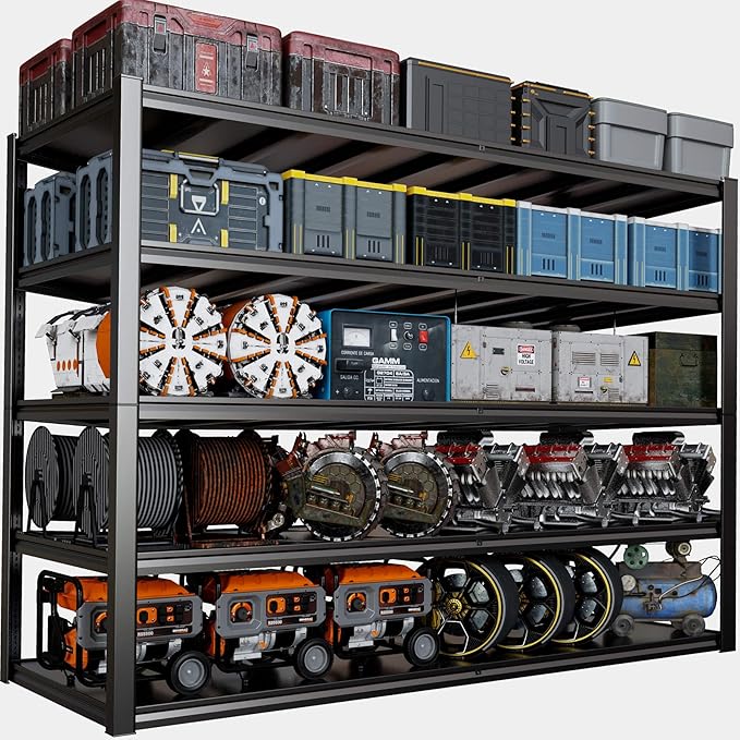 65" W Garage Shelving Heavy Duty, Adjustable 5 Tier Metal Shelves, Commercial Metal Shelf Rack, Industrial Shelving