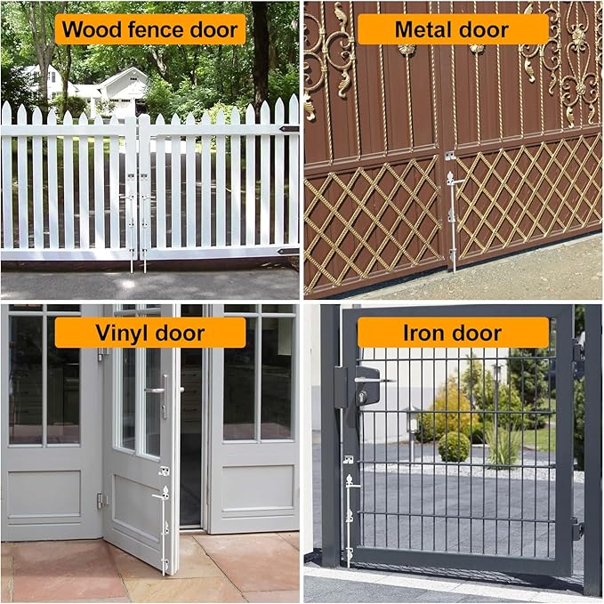 24" Cane Bolt Drop Rod for Gate, Heavy Duty Gate Latch for Wooden Fence Metal Gates, Gate Ground Stopper Hardware for Wood PVC Vinyl Metal Gates, 2 Pack White