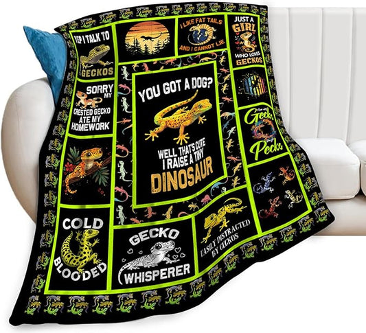 Gecko Blanket, Gecko Throw Blanket, Lizard Gifts Blankets Stuff Fleece Flannel Plush for Girls Women Men Boys Lovers Adults Soft Bedding Gift for Sofa Bed Office Home Decor 80"x60"