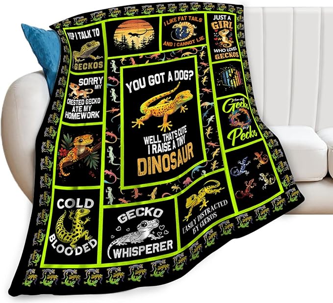 Gecko Blanket, Gecko Throw Blanket, Lizard Gifts Blankets Stuff Fleece Flannel Plush for Girls Women Men Boys Lovers Adults Soft Bedding Gift for Sofa Bed Office Home Decor 40"X50"