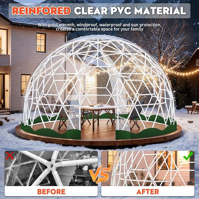 9.7 x 5.7 FT Garden Dome Tent, Outdoor TPU Greenhouse for 2-4 Person, Greenhouse Garden with Window, Waterproof Clear Dome Tent Suitable for Camping, Party, Wedding, Christmas
