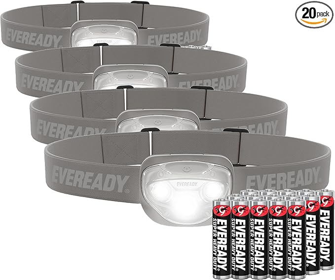 EVEREADY LED Headlamps Pro200, IPX4 Water Resistant, Bright and Durable Head Lights for Camping, Hiking, Emergency Power Outage (Batteries Included)| (Pack of 20)