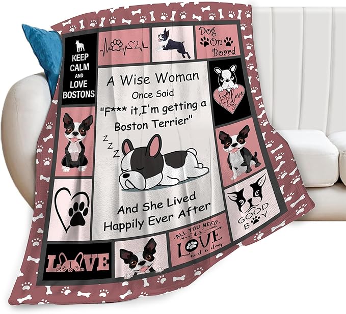 Boston Terrier Blanket Frenchie Dog Throw Blankets Boston Terrier Dog Pet Lover Gifts for Kids Girls Women Plush Cozy Fleece Flannel Blanket Cute Puppy Dog Decor Blankets 40"X50"