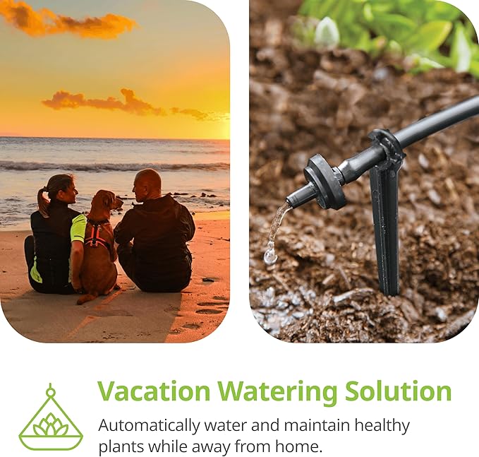 Raindrip R560DP Drip Watering System, Automatic Drip Irrigation System with Timer for Containers and Hanging Baskets, Waters up to 20 Plants, Includes 20 Drippers, Black