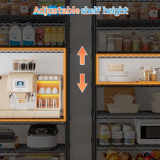 8 Tier Wire Shelving Rack Storage Shelves Loads1200LBS,Adjustable Metal Shelving Unit and Metal Shelf Pantry Shelves Industrial Shelving for Commercial Kitchen Office 72H X 13.8D X 23.6W