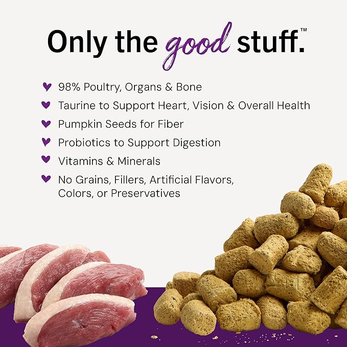 Stella & Chewy's Freeze-Dried Raw Cat Dinner Morsels - Premium Duck & Goose Recipe with 98% Cage-Free Poultry & Organs - Natural Grain-Free Cat & Kitten Food - Made in USA - 8 oz