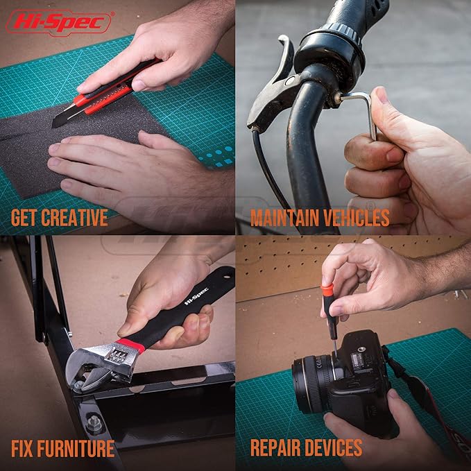 Hi-Spec 49pc Complete Home Tool Kit Set in a Portable Toolbox Case. Essential Household Repair Tools for DIY in The Apartment, Office and College