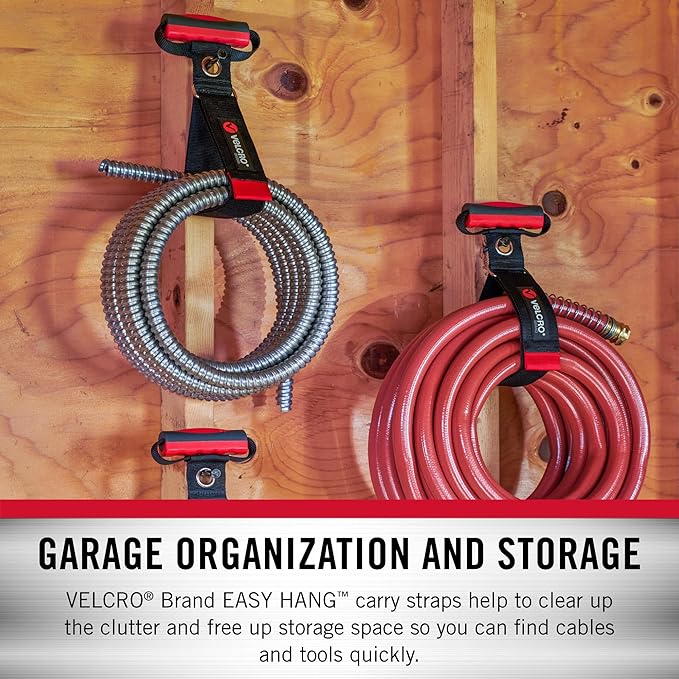 VELCRO Brand VEL-30897-USA Heavy Duty Carry Strap with Handle Holds 100 Pounds | Garden Hose Storage, Transport or Hang Extension Cords, Ropes or Chains |, Large, Wraps 7.5 Inch Diameter, Black
