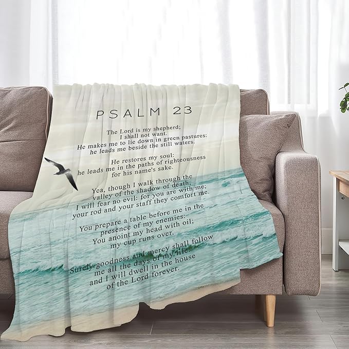 Tijuboni Psalm 23 Throw Blanket Christian Religious Gifts for Women Men Girls Boys Kids Adults Soft Flannel Fleece Blanket for Couch Sofa Bed Home Decor 40"x50"