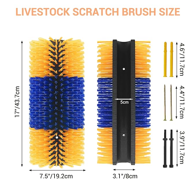 4 Pack Livestock Scratching Brush Horse Massage Grooming Brushes with 8 Screws for Goat,Cattle,Cow,Sheep, Horses,Pigs and Other Animal Back Scratching
