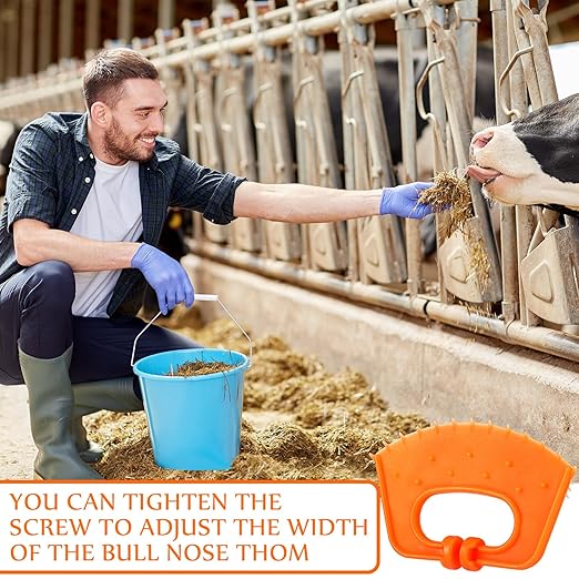 20 Pcs Plastic Livestock Nose Rings Cattle Halter Durable Farm Equipment Weaner Tool for Cattle, Calves Calf Cow (Orange)(Orange)