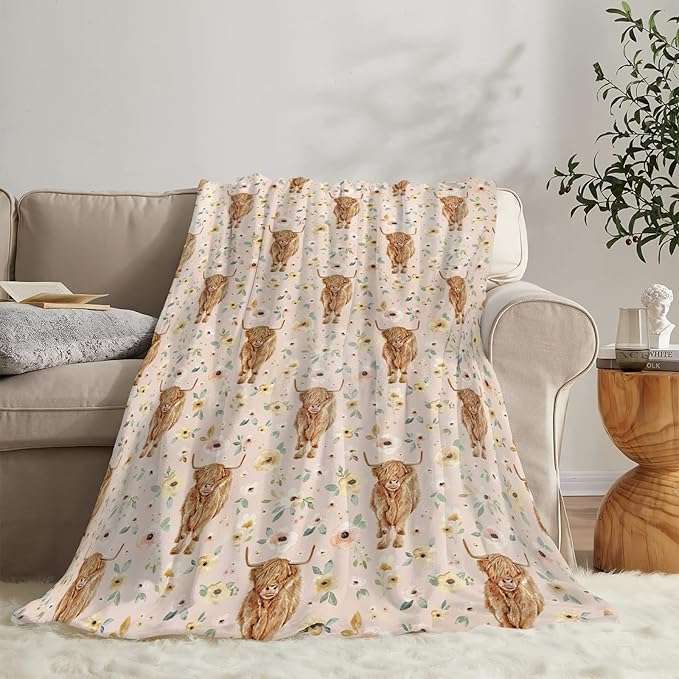Cow Blanket for Girls Women Gifts for Cows Lovers Highland Cow Throw Blanket for Kids Adults Ultra Soft Cozy Fleece Blanket for Couch Sofa Bed 40"x50"