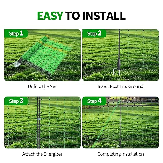 Electric Fence Netting, 49.6" H x 164' L, Portable Livestock Nets Mesh for Hogs, Chickens, Ducks, Geese, Hogs, Turkey, PE Net Fencing Used in Backyards, Farms and Ranches and Gardens