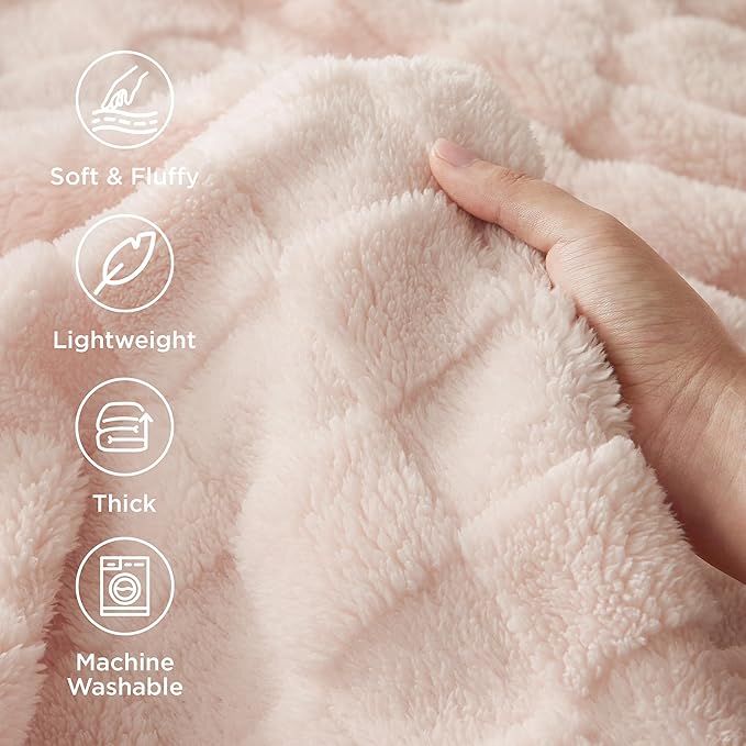 Bedsure GentleSoft Light Pink Throw Blanket for Couch - Super Soft Cozy Blankets Gifts for Women Men Girls, Cute Small Fleece Throws for Bedroom Home Decor, 50x70 Inches