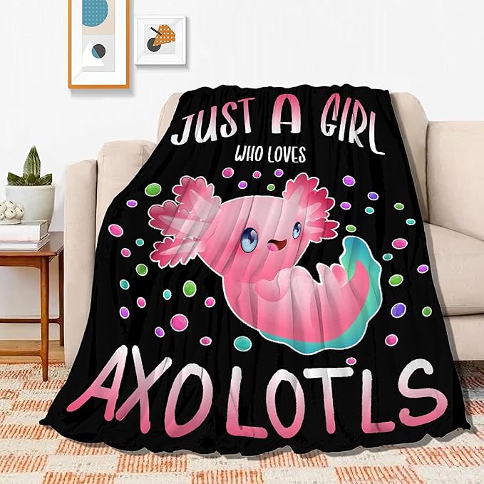 Just Girl Loves Axolotls Blanket Soft Blankets and Throws Flannel Cozy Lightweight Quilt Gift Perfect for Bed Sofa Couch-50 x40 Small for Kids
