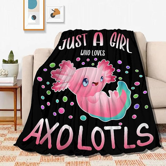 Just Girl Loves Axolotls Blanket Soft Blankets and Throws Flannel Cozy Lightweight Quilt Gift Perfect for Bed Sofa Couch-50 x40 Small for Kids