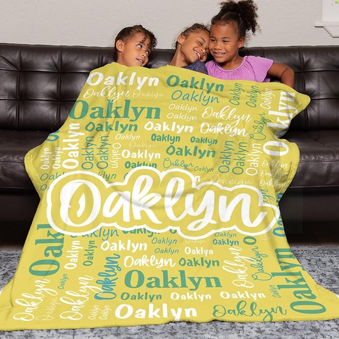 Custom Blanket with Name Personalized Blankets for Kids Adult Boys Girls Flannel Monogrammed Customized Blankets Throw (30''x40'')