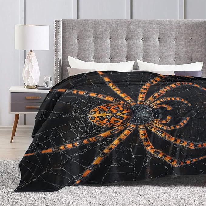 Soft Cozy Spider Flannel Throw Blanket - Warm Lightweight Fleece Plush Bedding Stuff Animal Decor - Gifts for Lovers, Girls, Boys, Kids, Women, Adults - Bed, Travel - 50"x60"