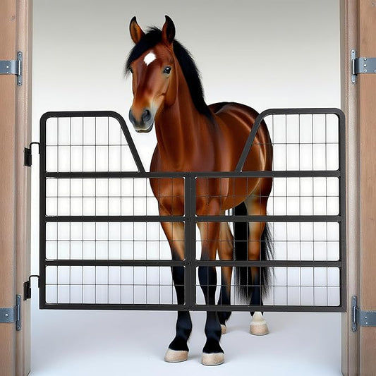 48" Wide X 32" High H Horse Stall Gate, 1" Thick Steel Frame Stall Guards for Horses, Heavy Duty Horse Stall Guard, Fits Standard Barn Doorways, Easy to Install