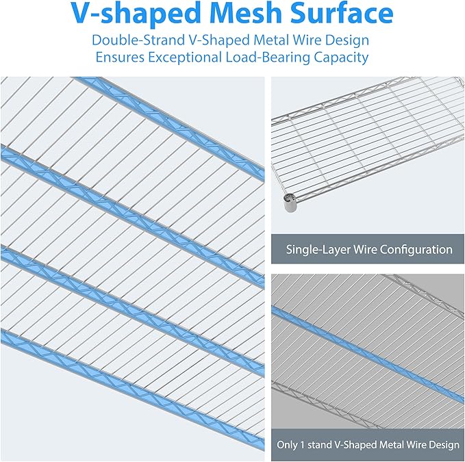 Homdox 4-Tier Heavy Duty Metal Shelves with Wheels - 2400LBS Commercial Adjustable Shelves for Garage, Pantry, Kitchen - 24"x60"x72", Chrome