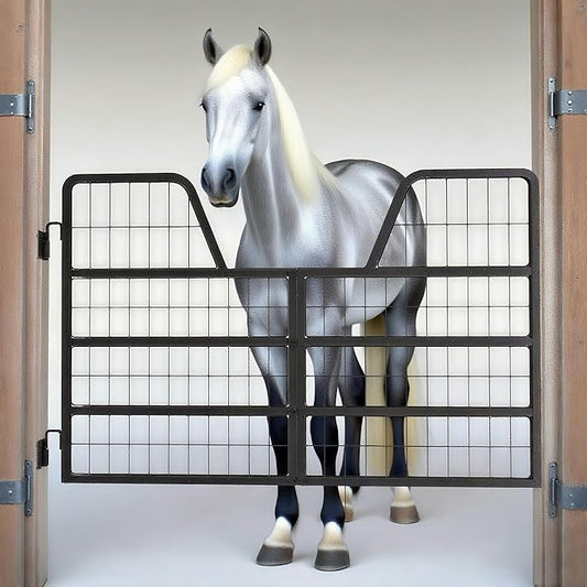 1" Thick Steel Frame Horse Stall Guard, Heavy Duty Horse Stall Gate, 48" Wide X 32" High High Stall Guards for Horses, Fits Standard Barn Doorways