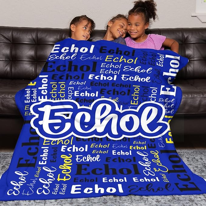 Custom Blanket with Name Personalized Blankets for Kids Adult Boys Girls Flannel Monogrammed Customized Blankets Throw (50''x60'')