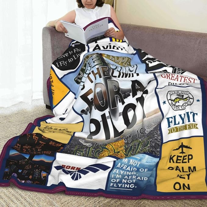 Airplane Blanket Plane Throw Blanket Soft Fleece Flannel Bedding Aviation Gifts for Pilot Men Boys Women Girls Lovers Adults Stuff Plush for Couch Sofa Bed Room Decor 40"X50"