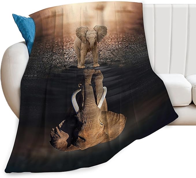 Wild Elephant Blanket Elephant Lovers Throw Blanket Super Soft Plush Lightweight Warm Fleece Flannel African Animals Decor Blanket Gifts for Girls Boys Women Men for Sofa Couch Bed 50"X60"