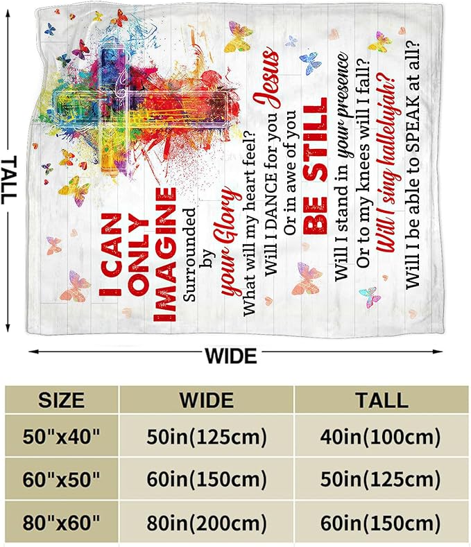 Christian Blanket Gifts Soft Warm Plush Religious Christ Cross Throw Blanket Flannel Fleece Fuzzy Scripture I Can Only Imagine Blanket for Kids Adults Prayer Bed Couch Living Room Decor 80"X60"
