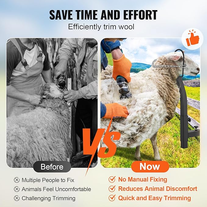 VEVOR Livestock Stand Steel Gate Attachment Nose Loop Headpiece, 9.8inch Height and Trimming Stand 5.9inch Length Adjustable, Nose Loop Goat Trimming Stands, Sheep Shearing Stand for Sheep & Goats