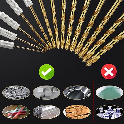 Hex Shank Drill Bit Set, 30Pcs HSS Titanium Twist Drill Bit for Sheet Metal, Wood, Plastic, Quick Change Design (1/16" - 1/2")