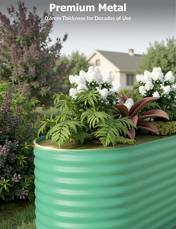 GarveeLife 8x2x2 ft 2-Pack Raised Garden Bed - Galvanized Steel Outdoor Planter Box for Vegetables, Flowers & Herbs - Durable Rust-Resistant Garden Box, Easy Assembly Raised Beds for Gardening,Green