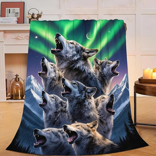 Wolf Blanket, Soft Plush Fleece Animal Throw Blanket - Cozy Warm Stuffed Blankets Bedding Wolf Gifts for Women Girls Kids Adults 40"X50"