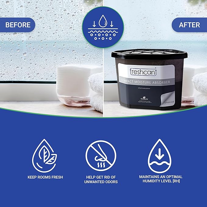 Moisture Absorber Bundle, Room and Closet Freshener, Odor Absorber for Home, Rooms, Basement, Garage, Prevents Musty Odor, Controls Moisture, Pack of 12, Charcoal