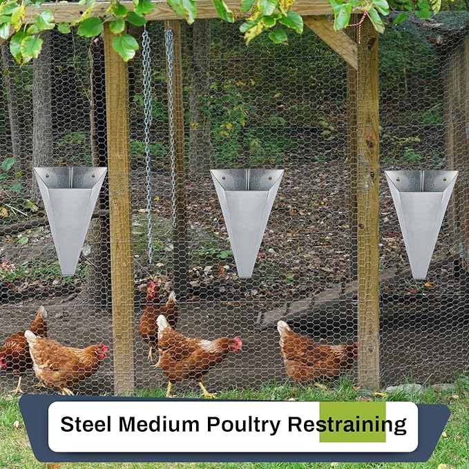 Mumufy 2 Pcs Medium Galvanized Steel Poultry Restraining Cones Flat Back Funnel Cone, up to 10 Pounds, Chicken Killing Cone for Butchering Chicken Birds Turkeys, Easy to Clean