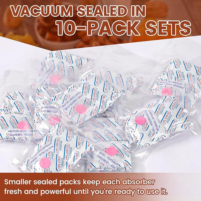 400 Count 500cc Oxygen Absorbers, 10 Individually Vacuum Sealed Packs with Oxygen Indicator, Mylar Bag Food Storage, Canning Jars, Freeze Dryer Storage, Dehydrated and Preserved Foods