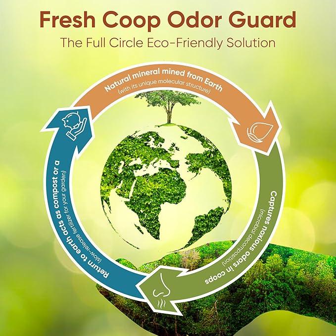 Chicken Coop Refresher - 20 Pounds: All-Natural Odor Eliminator, Moisture Absorber, and Ammonia Neutralizer - Deodorizer,Chicken Coop Accessories for Chickens Run- Remove Smell of Chicken Coops