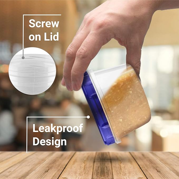 HomeyGear Twist Top Food Deli Containers Screw And Seal Lid 16 Oz Stackable Reusable Plastic Storage Container 12 Pack.