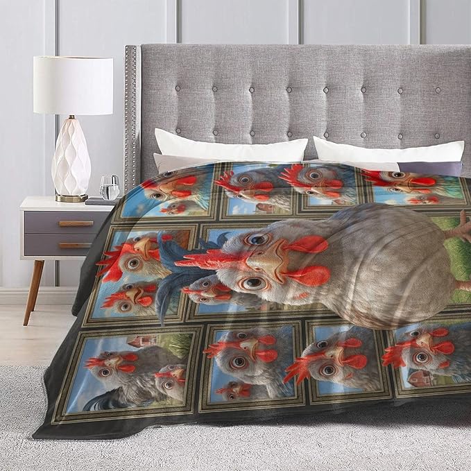 Chicken Fleece Blanket Funny Rooster Throw Blankets for Girls Boys Super Soft Warm Flannel Farm Roosters Animal Throws Gifts for Men Women Cozy Fuzzy Plush Stuffed Couch Bed Bedding Decor 60"X50"