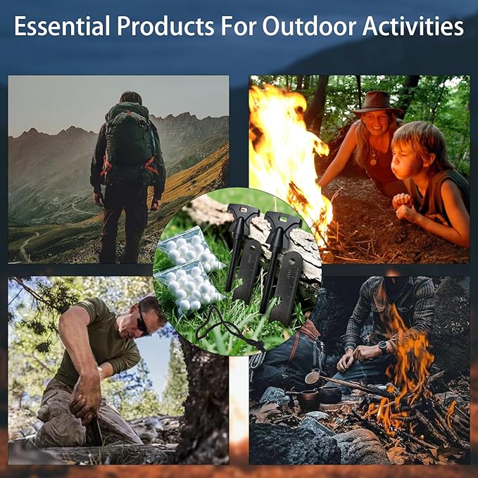 Magnesium Fire Starter with Striker, High Temp Magnesium Rod, Ferro Rod Fire Starter Survival Tool with Waterproof Tinder and Steel Fire Striker for Camping, Hiking and Emergency