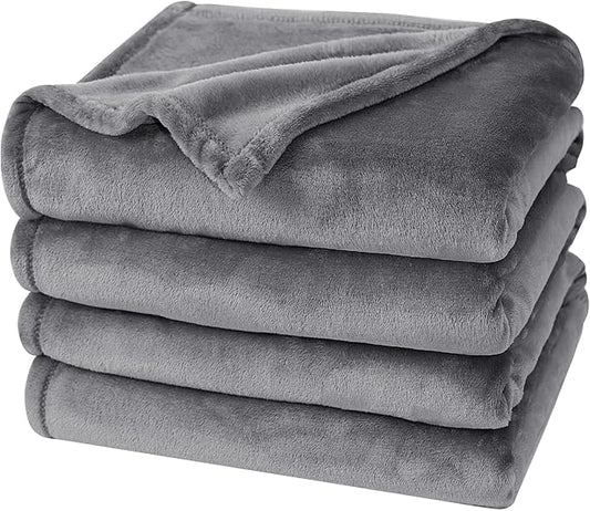 PHF Ultra Soft Fleece Blanket Twin Size, No Shed No Pilling Luxury Plush Cozy 300GSM Lightweight Blanket for Bed, Couch, Chair, Sofa Suitable for All Season, 66" x 90", Grey