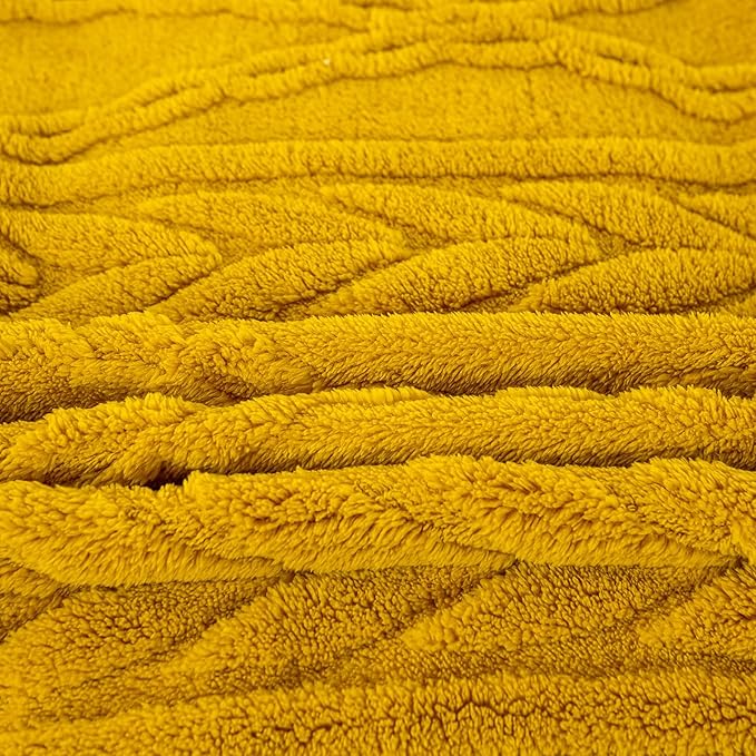 YUSOKI Sherpa Twin XL Blanket(Without Pillows)-3D Stylish Design Super Soft Blankets for Teen Girls Women Couch Bed Sofa Chair Men Boys Gift(Mustard Yellow,65"x90")