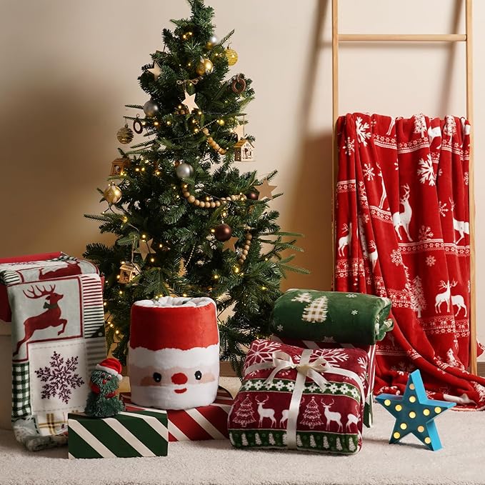 PHF Printed Fleece Blanket Twin Size, No Shed No Pilling Ultra Soft Plush Cozy Xmas Prints Theme Home Décor Flannel Blanket for Bed, Sofa, Couch and Gift, 66" x 90", Northern Winter