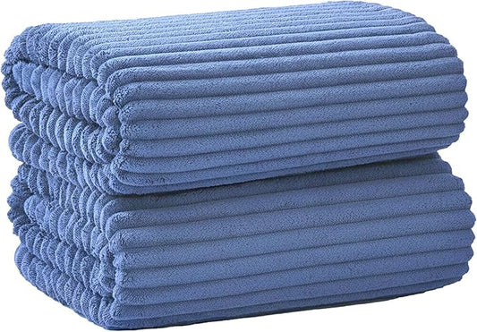 Oversized Bath Sheets 40x80 Inches Extra Large Bath Towels for Adults Super Soft Quick Dry Highly Absobent Microfiber Shower Towels for Bathroom, Pool, Gym, Yoga Towel (Blue, 2Piece)