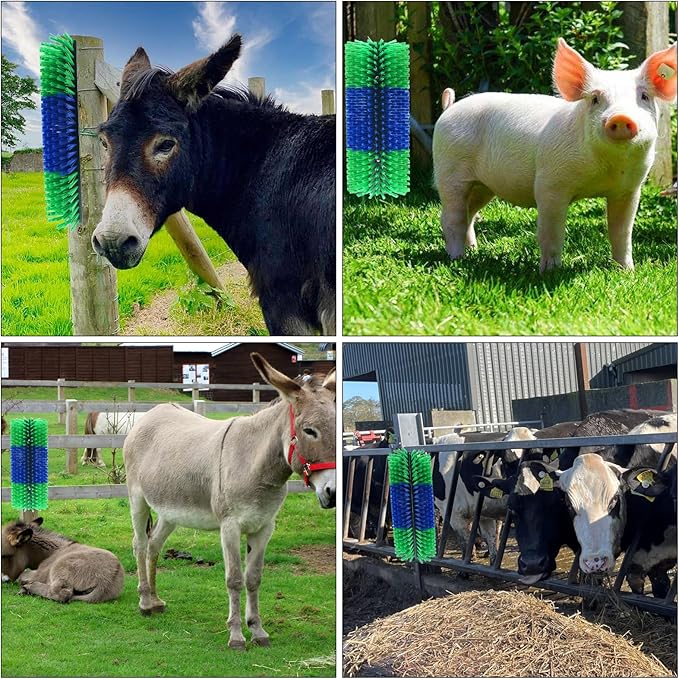 Livestock Scratching Brush Goat Scratcher Brush Full Massage Grooming Tool with 16 Screws for Cow,Cattle,Cow,Sheep, Horses,Pigs