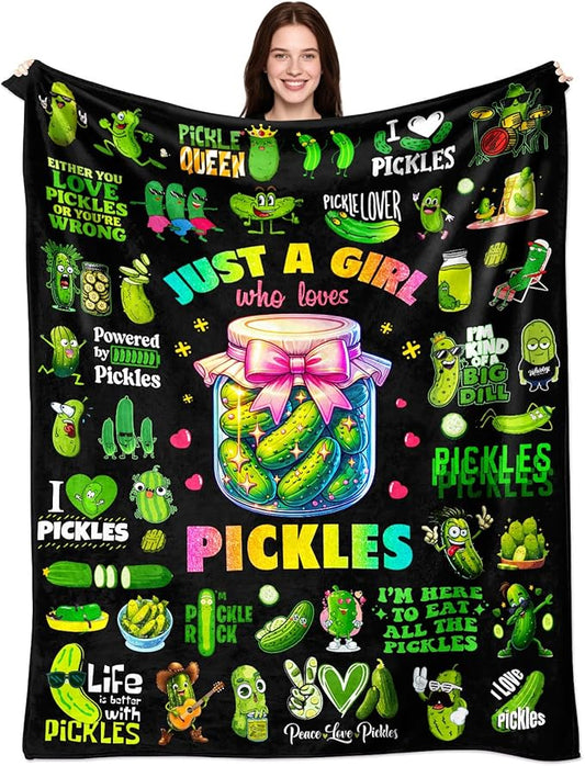 Pickle Blanket Gifts for Pickles Lovers Cute Pickles Flannel Throw Blanket Pickle Stuff Gifts for Girls Women Kids Birthday Decor 50" x 40"