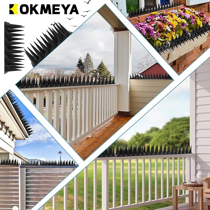 Bird Spikes,Black,6 Pack Bird deterrents for Outside,Keep Raccoon Squirrel Pigeon Away,Fence Spike for Garden Patio