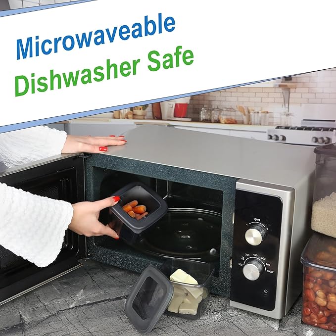 T&D HOME GOODS Storage Jars with Lid, Airtight, Set of 12 Storage Containers, BPA-Free, Storage Container for Cereal, Flour, Kitchen, Practical Organiser Kitchen, (12, Rectangular)